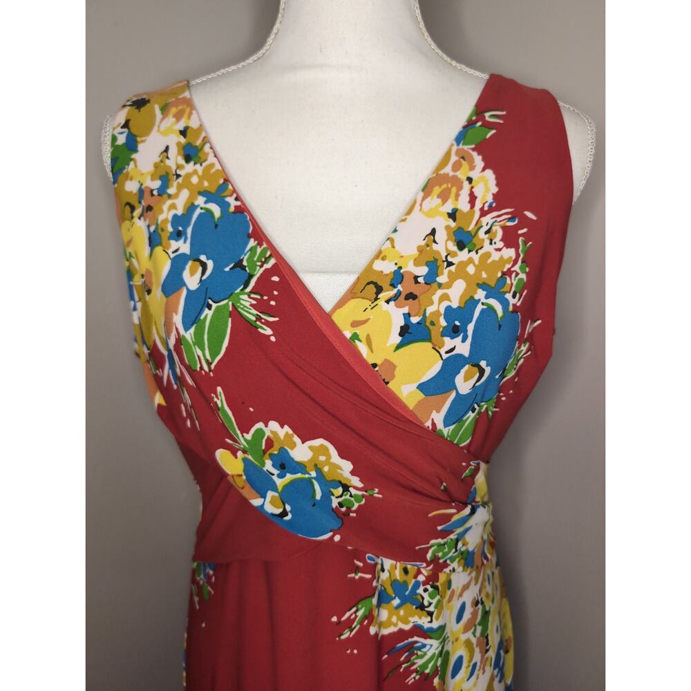Lauren by Ralph Lauren Georgette floral jersey v neck maxi wrap dress 12 - Picture 2 of 9